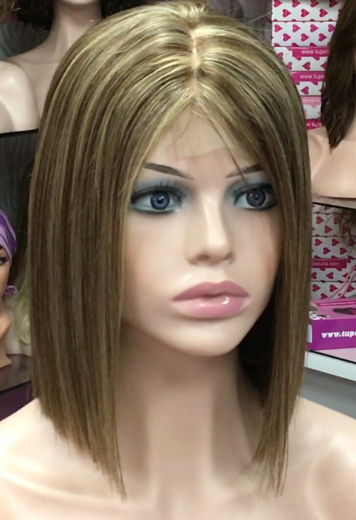 Peluca natural Minauti color 4h18 RAYA de TUL transperrente efecto piel