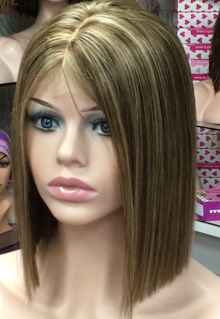 Peluca natural Minauti color 4h18 RAYA de TUL transperrente efecto piel