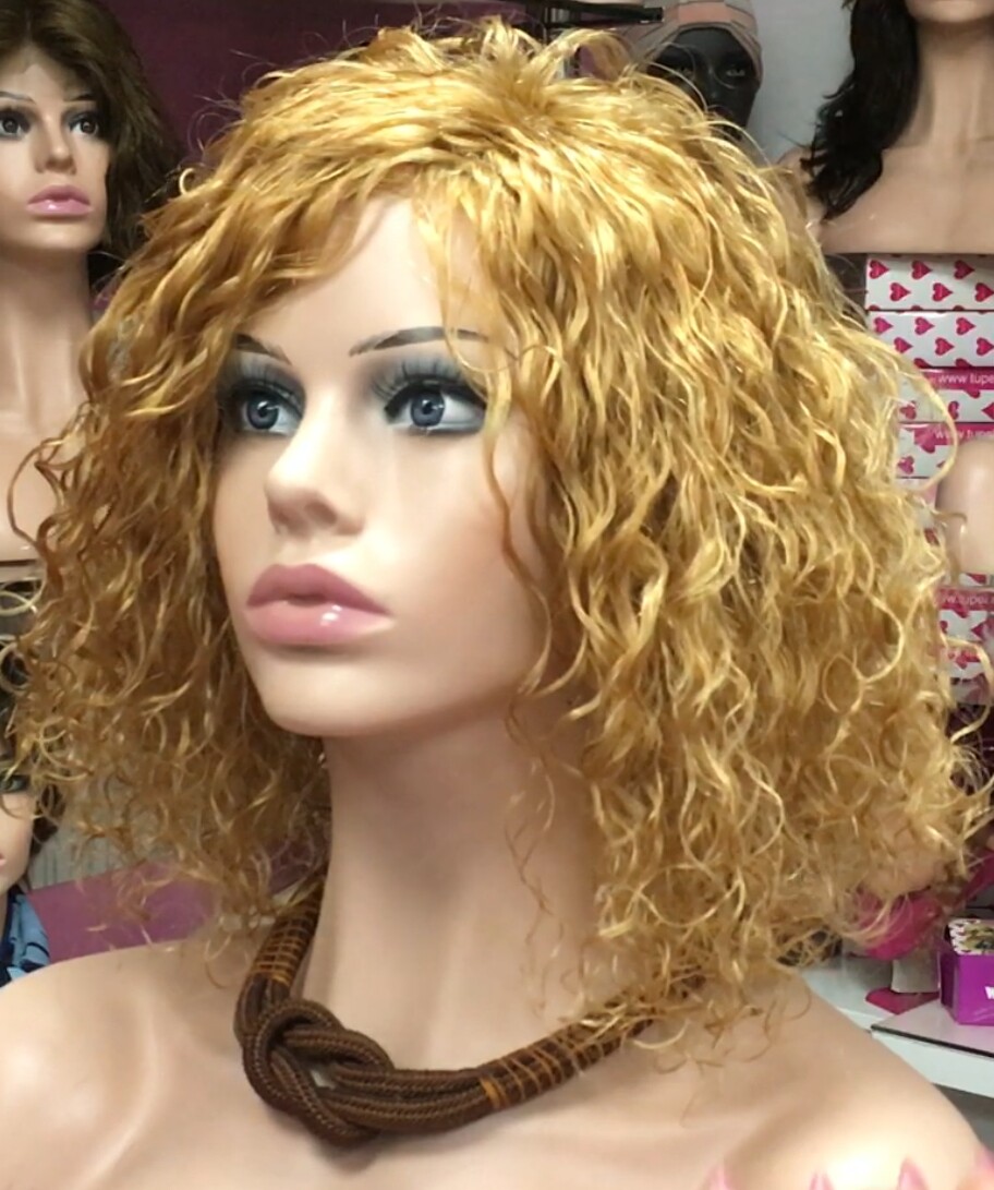 Peluca natural rizada NINA color 27 maquina