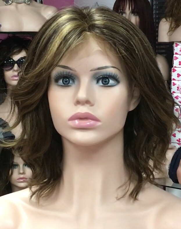 Peluca cabello natural WENDY color 2H6 raya de tul efecto piel transparente