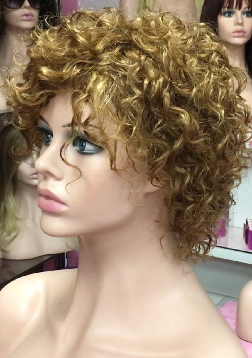 Peluca rizada natural LOLA 27 confecc. a MAQUINA
