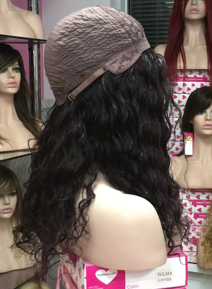 Peluca de cabello rizado natural ADELAIDE color 4.20 tinte RAYA DE TUL