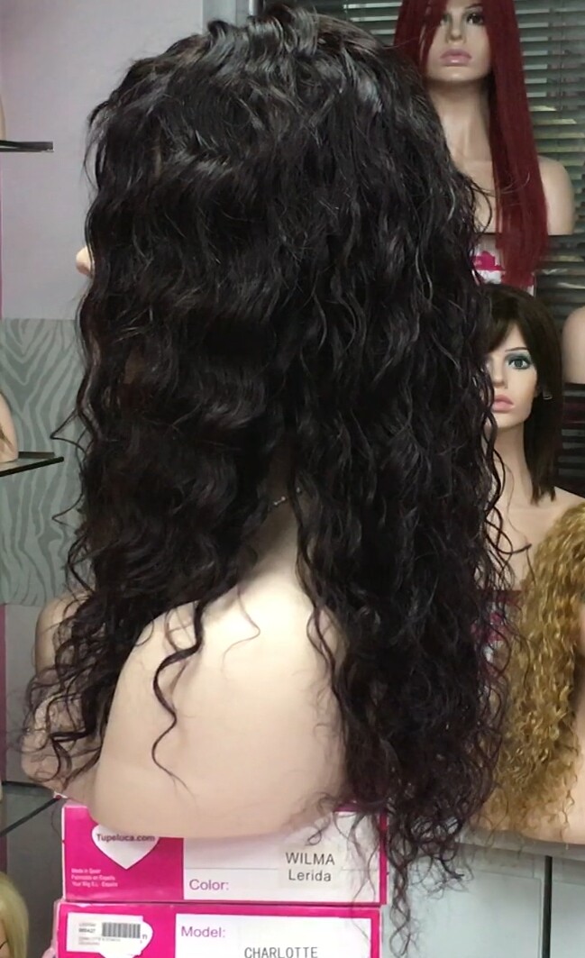 Peluca de cabello rizado natural ADELAIDE color 4.20 tinte RAYA DE TUL