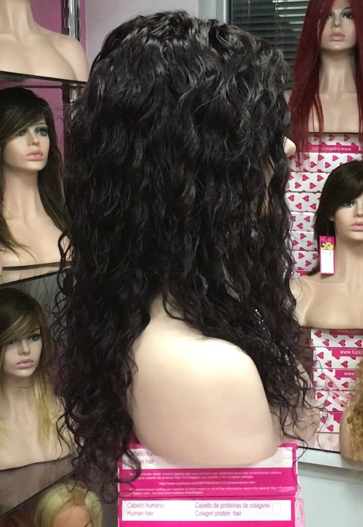 Peluca de cabello rizado natural ADELAIDE color 4.20 tinte RAYA DE TUL