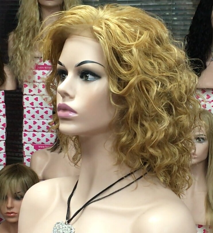 Peluca rizada natural CANDELARIA color  27 FRONTAL de Tul