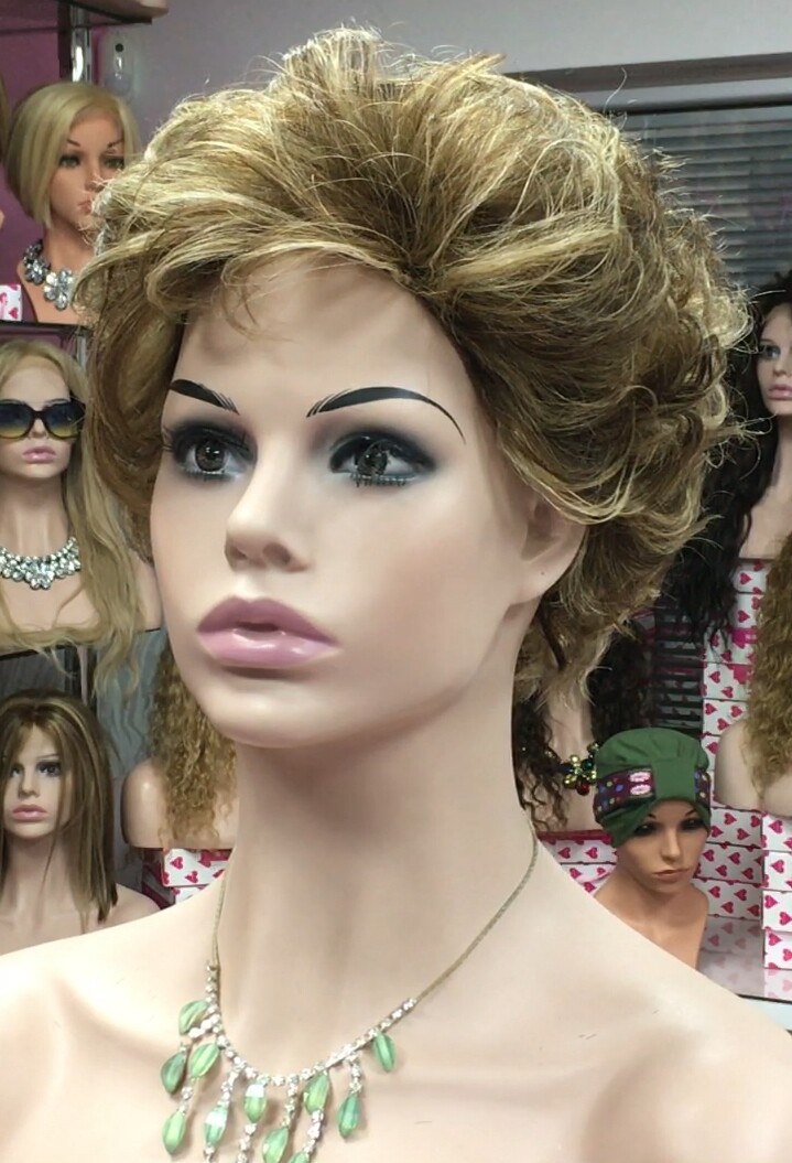 Peluca rizada cabello natural YESSI color 5h8H613