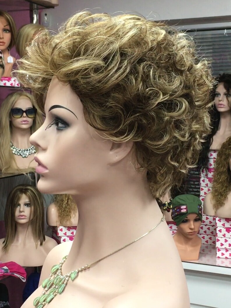 Peluca rizada cabello natural YESSI color 5h8H613