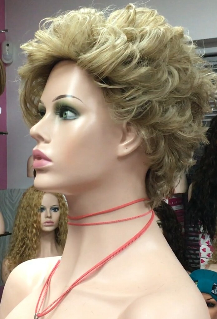 Peluca rizada natural YESSI color 18h613 plata