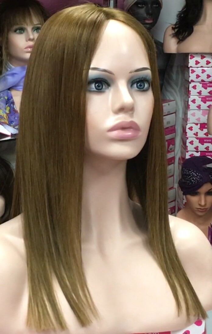 Peluca natural ALEXIS  marron TOP TUL  EXTRA LARGO 35-40 cm