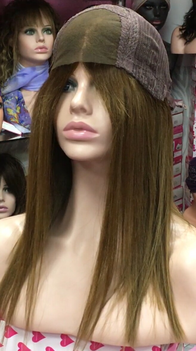 Peluca natural ALEXIS  marron TOP TUL  EXTRA LARGO 35-40 cm