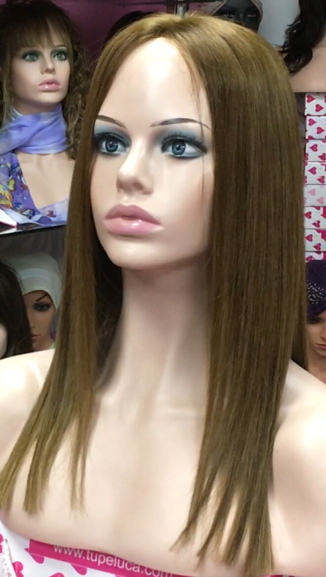 Peluca natural ALEXIS  marron TOP TUL  EXTRA LARGO 35-40 cm
