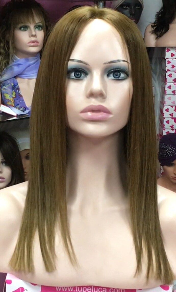 Peluca natural ALEXIS  marron TOP TUL  EXTRA LARGO 35-40 cm