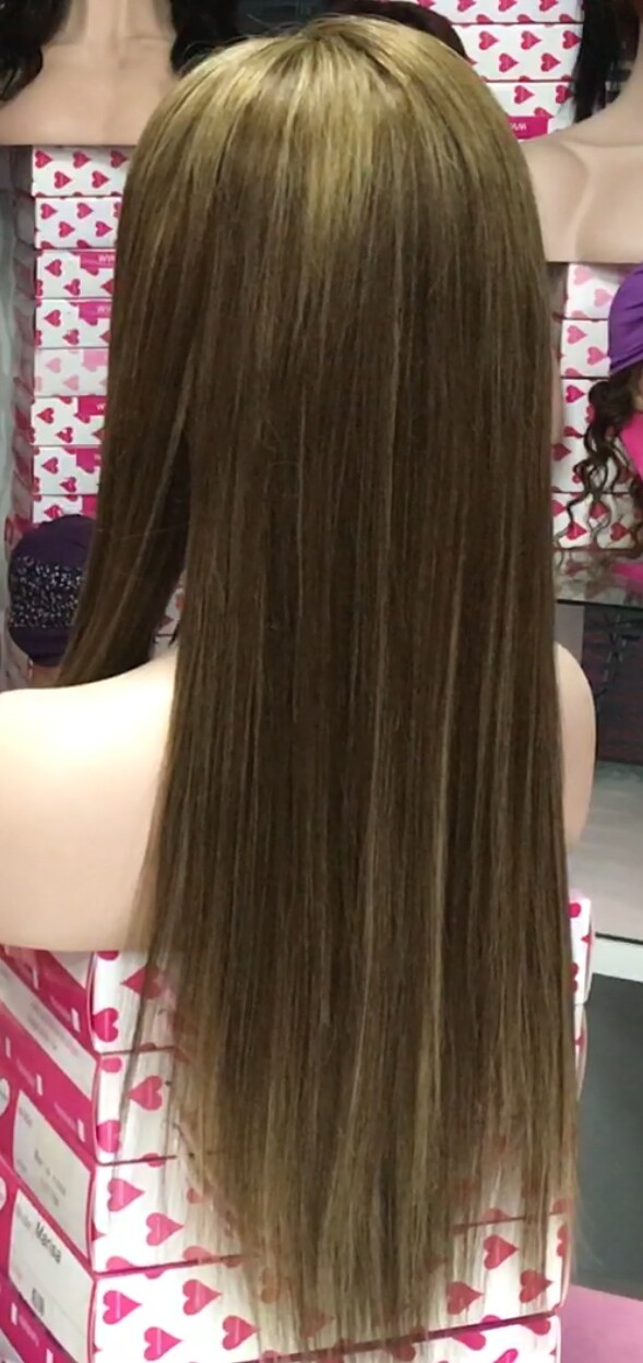 Peluca natural ALEXANDRA color 4H27h18 TOP de TUL transparente efecto piel