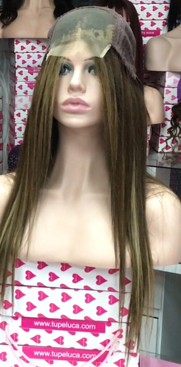 Peluca natural ALEXANDRA color 4H27h18 TOP de TUL transparente efecto piel