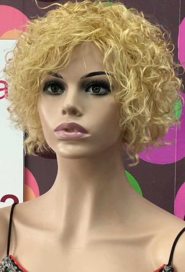 Peluca rizada natural CINTA color 16h613 maquina
