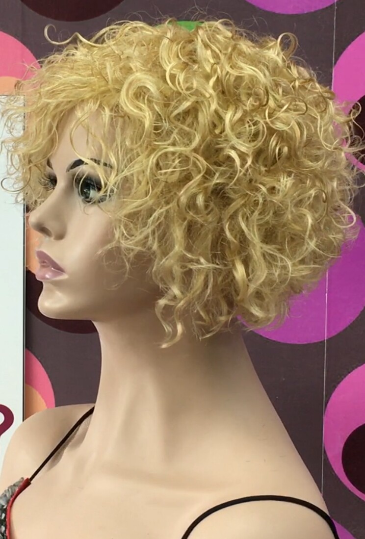 Peluca rizada natural CINTA color 16h613 maquina