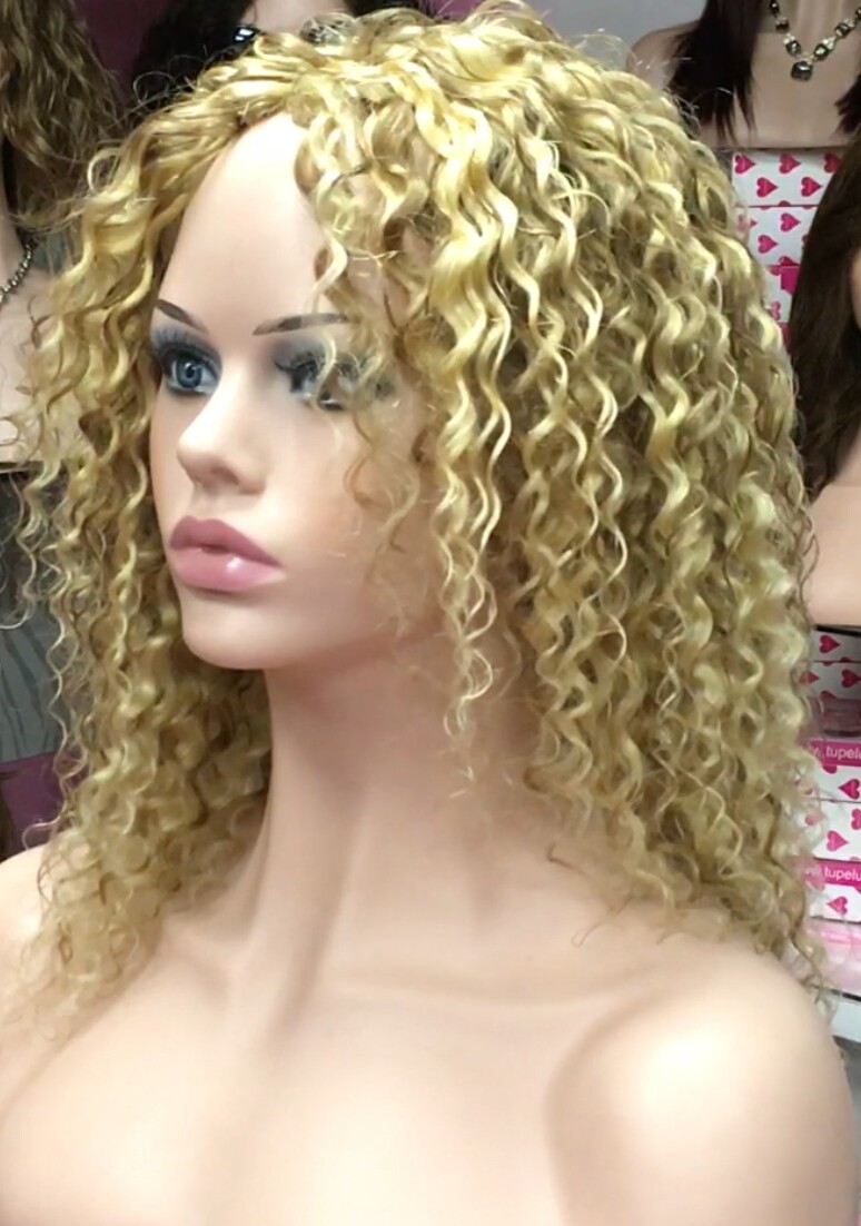 Peluca natural rizada BOU color 16h613 confeccin a maquina