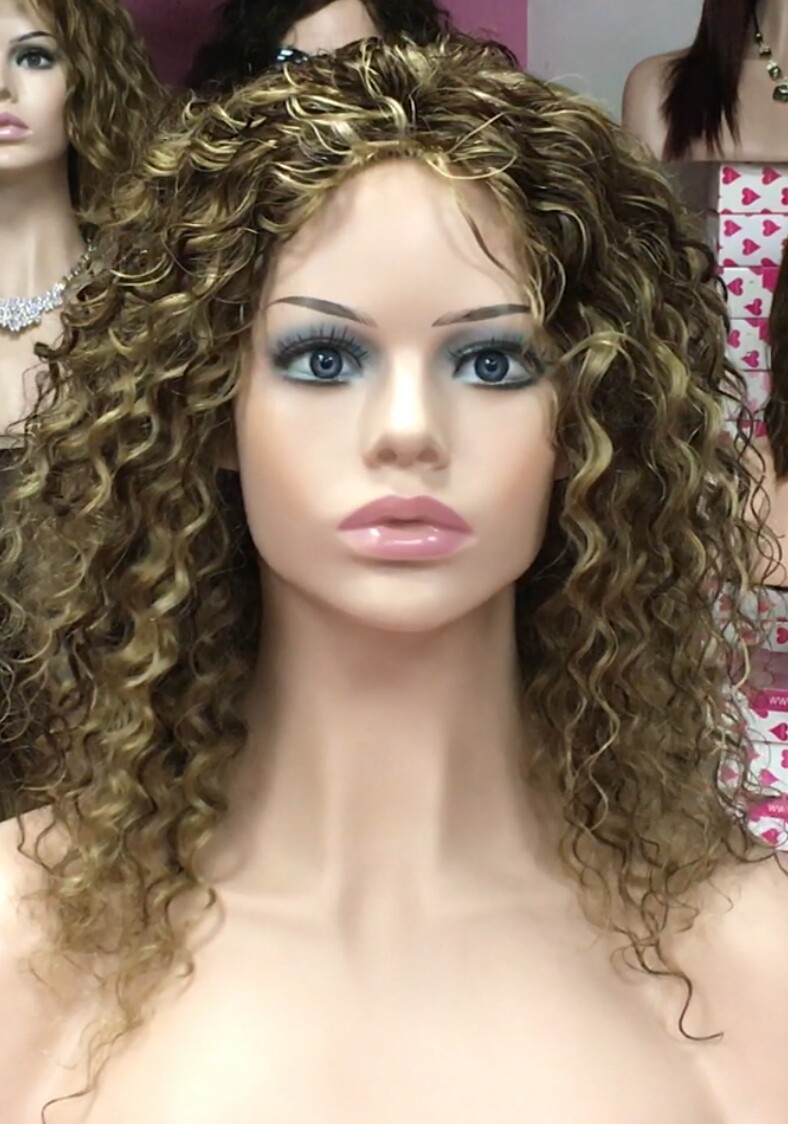 Peluca natural rizada BOU color 4h18 confeccin a maquina