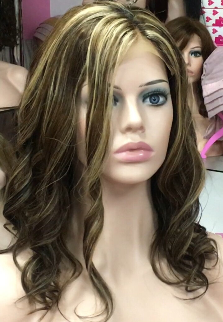 Peluca natural ALEXIS ONDAS 4h8 raiz TINTE 2  TOP TUL LARGO 35-40 cm