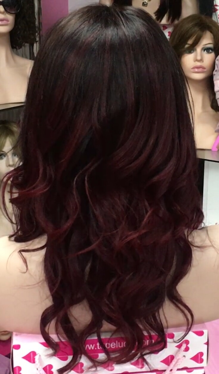 Peluca cabello natural KAMILA color 4R39 frontal tul