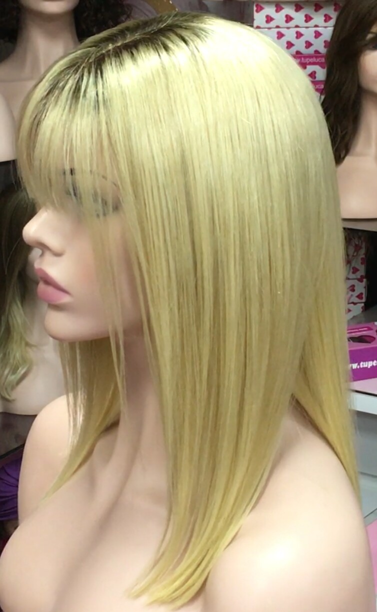Peluca natural NATA color 4R613  raz oscura TUL de INJECCION