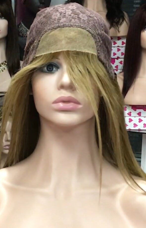 Peluca cabello natural CLARA color 14  FRONTAL de TUL transparente efecto piel