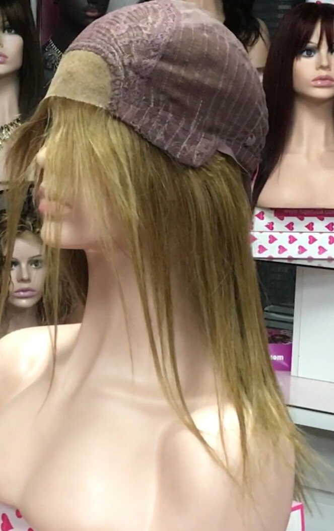 Peluca cabello natural CLARA color 14  FRONTAL de TUL transparente efecto piel