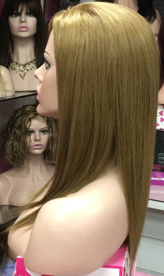 Peluca cabello natural CLARA color 14  FRONTAL de TUL transparente efecto piel