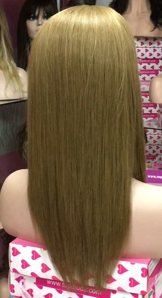 Peluca cabello natural CLARA color 14  FRONTAL de TUL transparente efecto piel