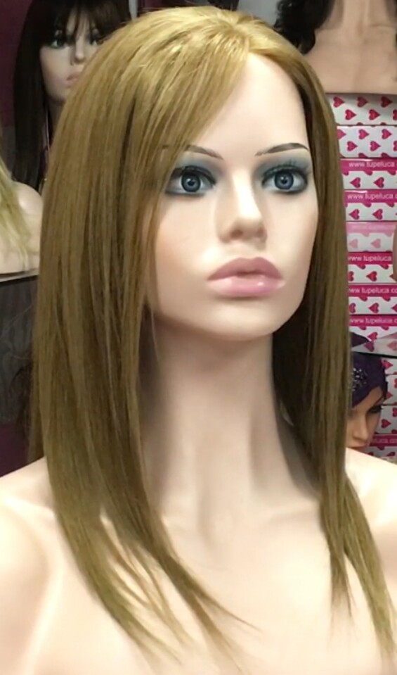 Peluca cabello natural CLARA color 14  FRONTAL de TUL transparente efecto piel