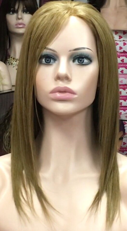 Peluca cabello natural CLARA color 14  FRONTAL de TUL transparente efecto piel