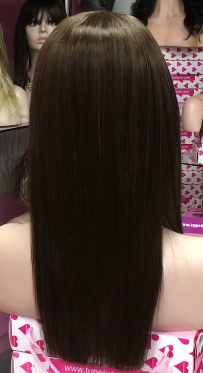 Peluca cabello natural clara color 4B TOP de TUl transparente efecto piel