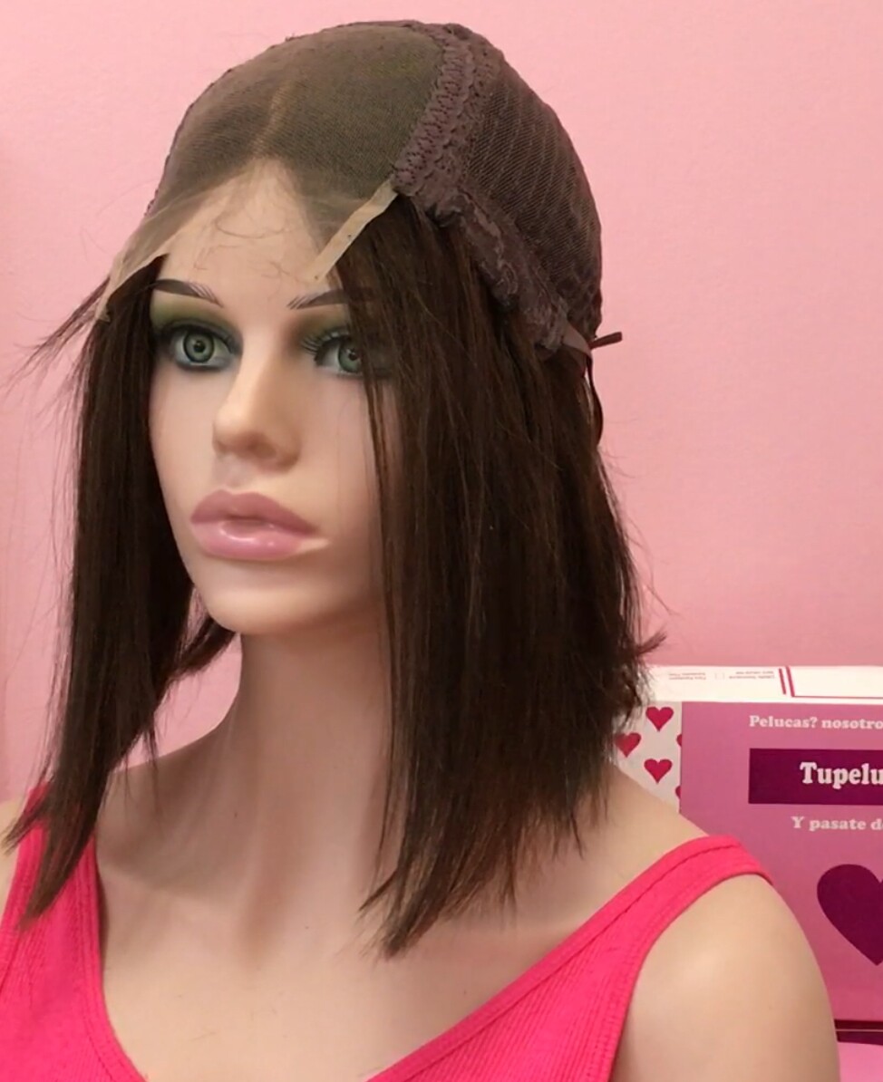 Peluca cabello natural Minauti color 2C TOP de TULL