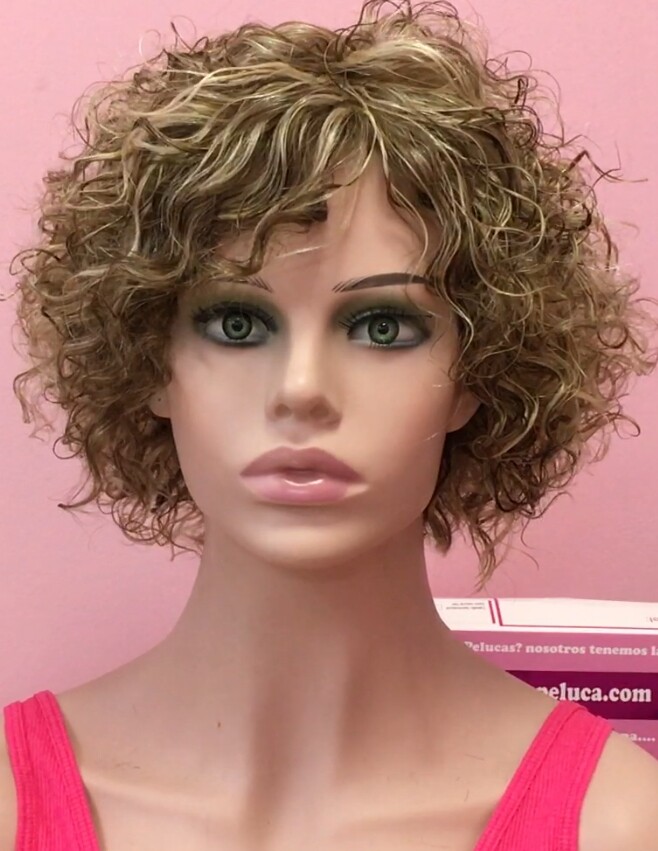 Peluca rizada natural CINTA color 6h613h18 maquina