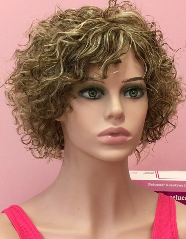 Peluca rizada natural CINTA color 6h613h18 maquina