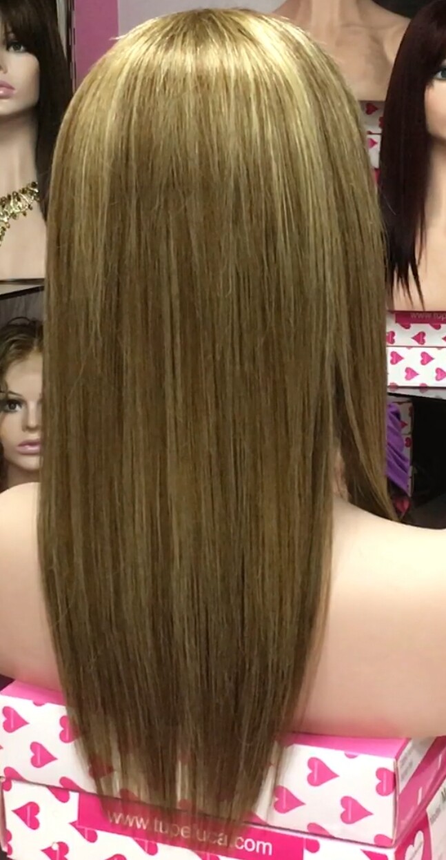 Peluca cabello natural Veronica color 6H613 TOP TUL transparente efecto piel