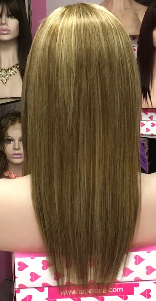 Peluca cabello natural Veronica color 6H613 TOP TUL transparente efecto piel