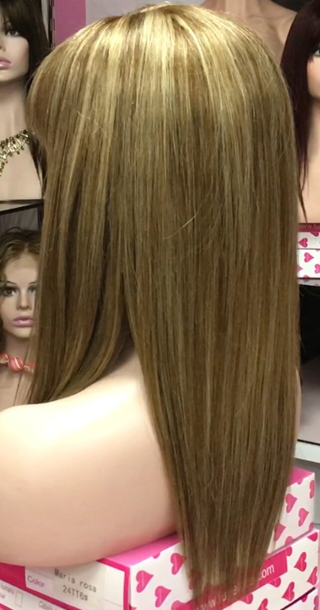 Peluca cabello natural Veronica color 6H613 TOP TUL transparente efecto piel