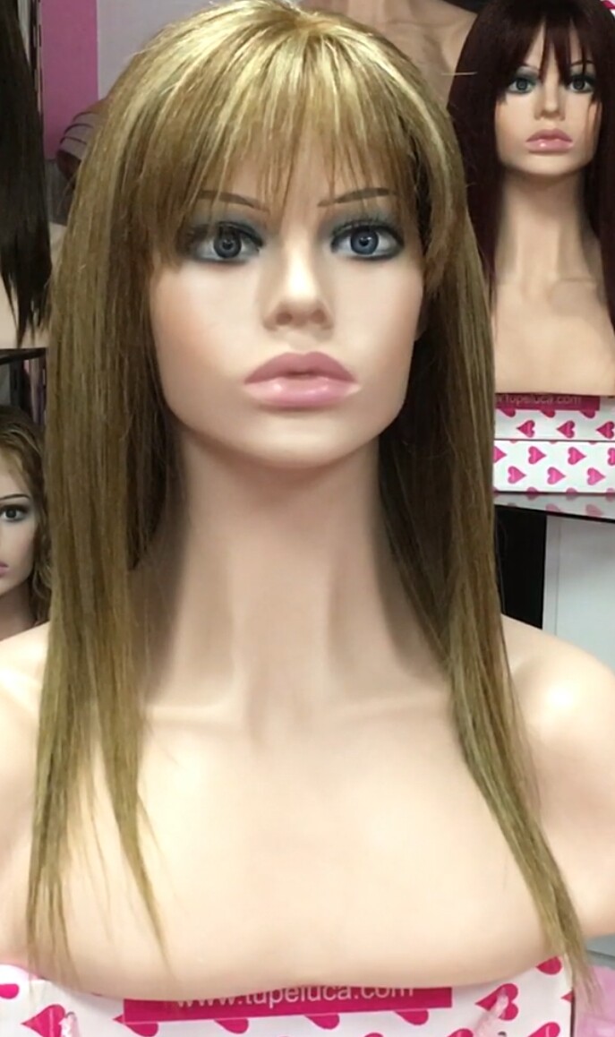 Peluca cabello natural Veronica color 6H613 TOP TUL transparente efecto piel