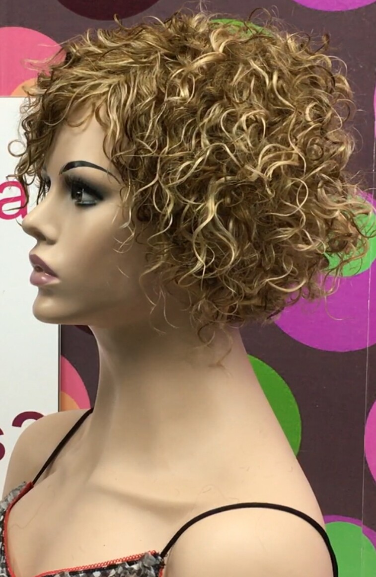 Peluca rizada natural CINTA color 6h16 maquina